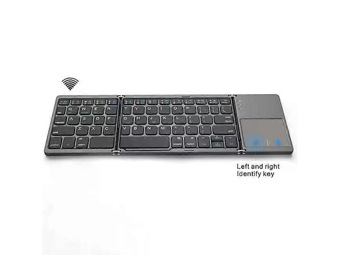 Teclado Dobrável com Touchpad Triplo, Micro, Sem Fio, Bluetooth, Compatível com Ios, Android, Windows, Ipad e Tab TAISHENGDA