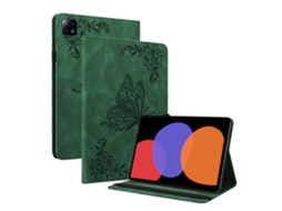 Capa Pad Borboleta Relevo Para Xiaomi Xiaomi Pad 5 Pro 12.4 Porta-cartão Borboleta Em Relevo Fosco Retrô Flliberté Com Porta-cartões Retro Verde
