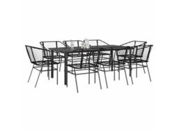 Vidaxl Conjunto De Jantar Jardim 9 Peças Vidro Vime Pe Preto