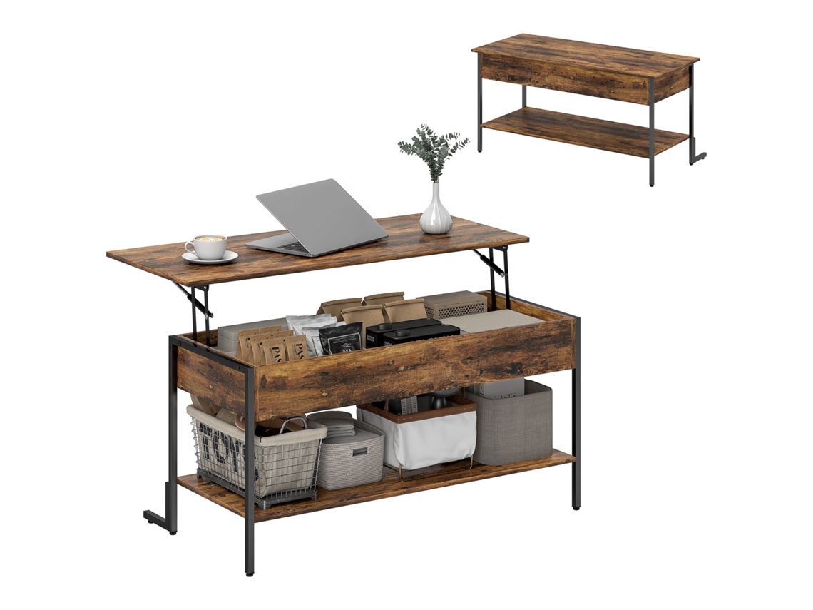 Mesa de Centro Estilo Industrial Tampo Elevável Armazenamento | SINI TECH STORE