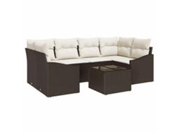 Maison Exclusive - Conjunto De Sofás Com Almofada 7 Pcs Marrom E Creme Vime Pe