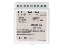 Fonte de Alimentação para Trilho Din 12V Regulável com LED