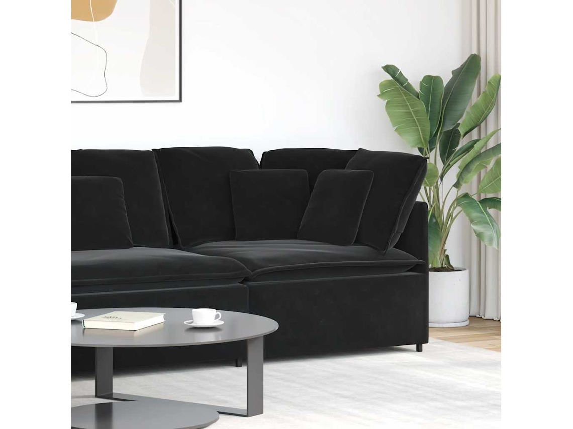 Vidaxl Módulo De Canto Para Sofá Modular Com Almofadas, Preto, 100 Cm