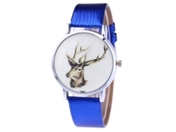 Reloj Analógico De Cuarzo Para Hombre Y Mujer Pulsera De Cuero Pu Zhoulianfa Azul