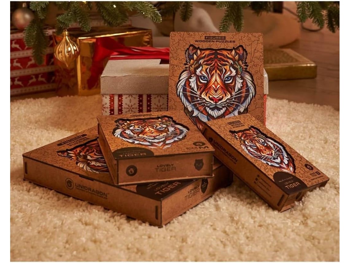UNIDRAGON Puzzle de madeira 700 pcs Lovely Tiger Royal Size 45x56 cm ...