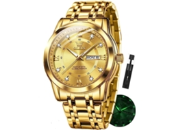 Lurelia Relógio Masculino, Data/calendário, Aço Inoxidável, Prata, Dourado