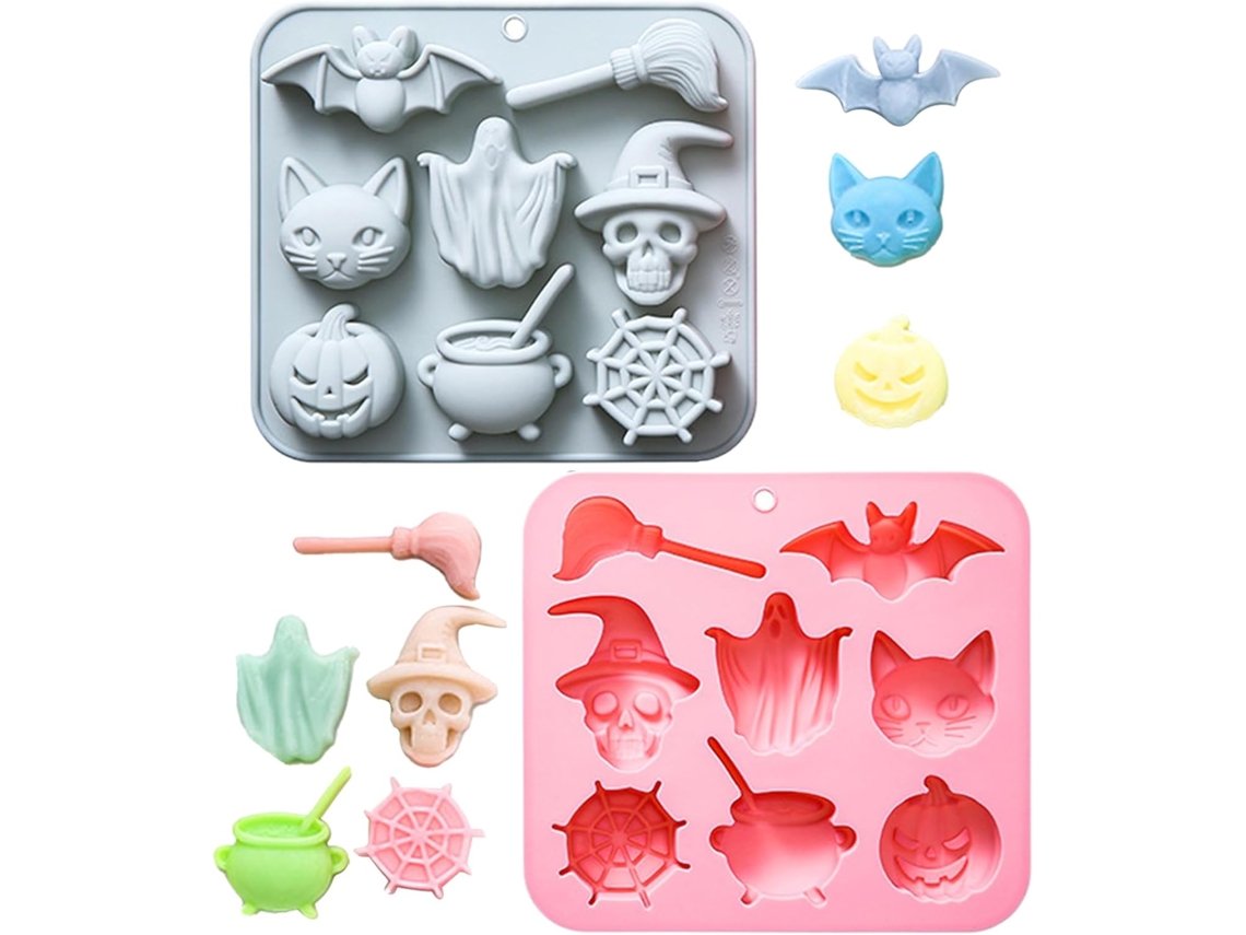 Conjunto De 2 Formas De Silicone Chocolates E Bolos De Halloween