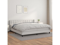 Vidaxl Cama Com Molas/colchão 200x200 Cm Couro Artificial Branco