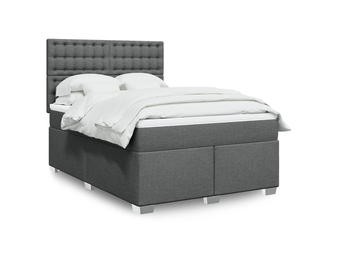 Vidaxl Cama Com Molas/colchão 160x200 Cm Tecido Cinzento-escuro
