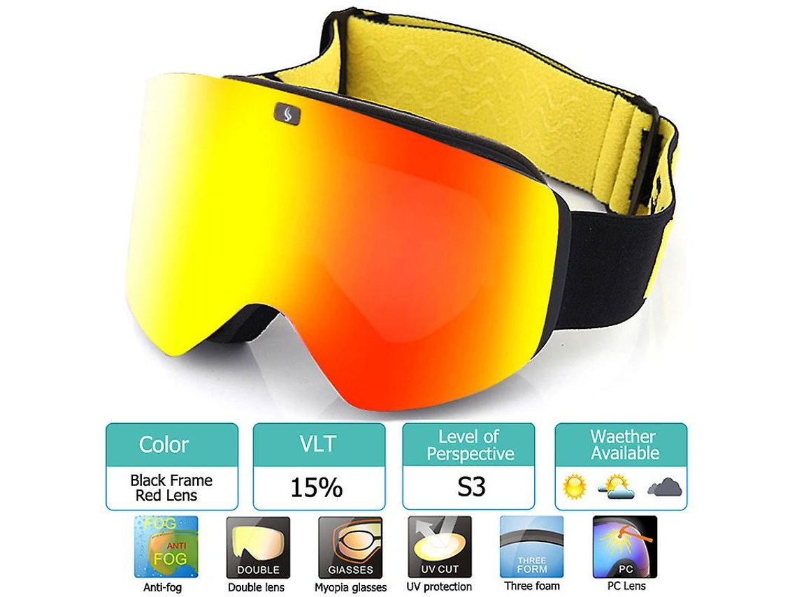 Óculos De Esqui Com Lente Polarizada De Dupla Camada Magnética, Óculos Antiembaçante Uv400 Para Esqui E Snowboard, Óculos De Esqui Para Homens E Mulhe