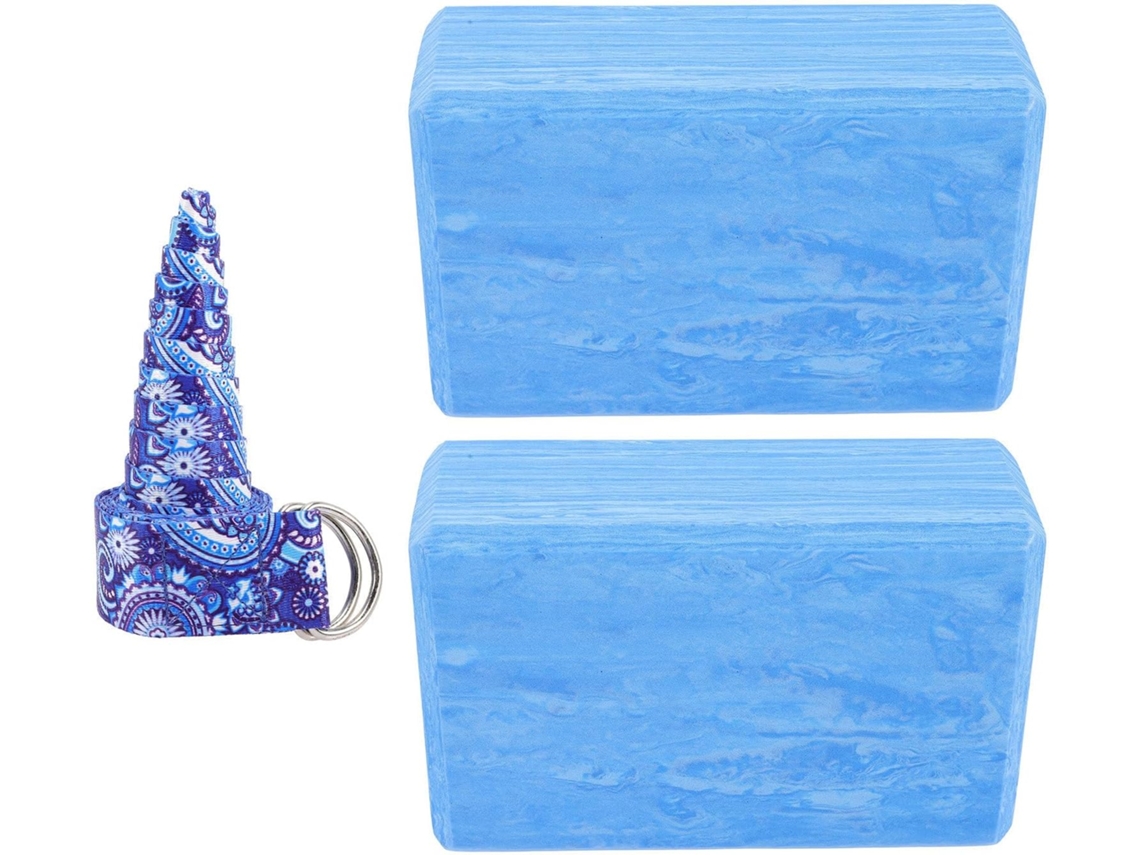 Conjunto 2 Blocos De Ioga Eva Com Alça Para Flexibilidade Postural