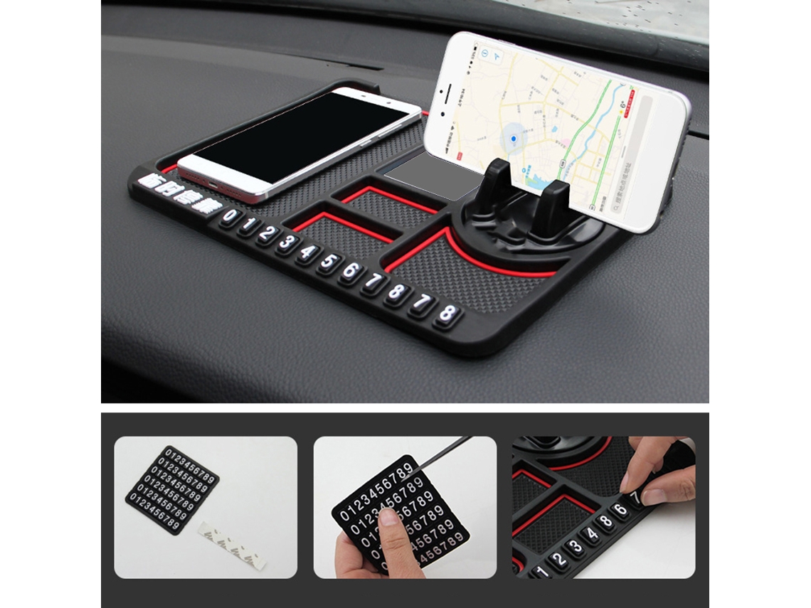 Tapete Multifuncional Antiderrapante Para Carro, Suporte Para Celular, Sinalização Temporária De Estacionamento, Placa De Armazenamento