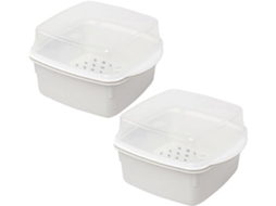 De 2 Peças Para Cozinhar A Vapor No Micro Ondas Com Cesto Removível E Tampa Transparente, Recipiente Para Cozinhar Gokoco