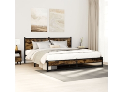 Estrutura De Cama Sem Colchão 183x213cm Metal Carvalho Fumado