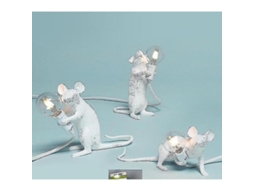 Lâmpada De Mesa Animal Rato Branco Moderna De Resina Com Tela De Vidro Claro Para Decoração Residencial Conector Au Blanco B