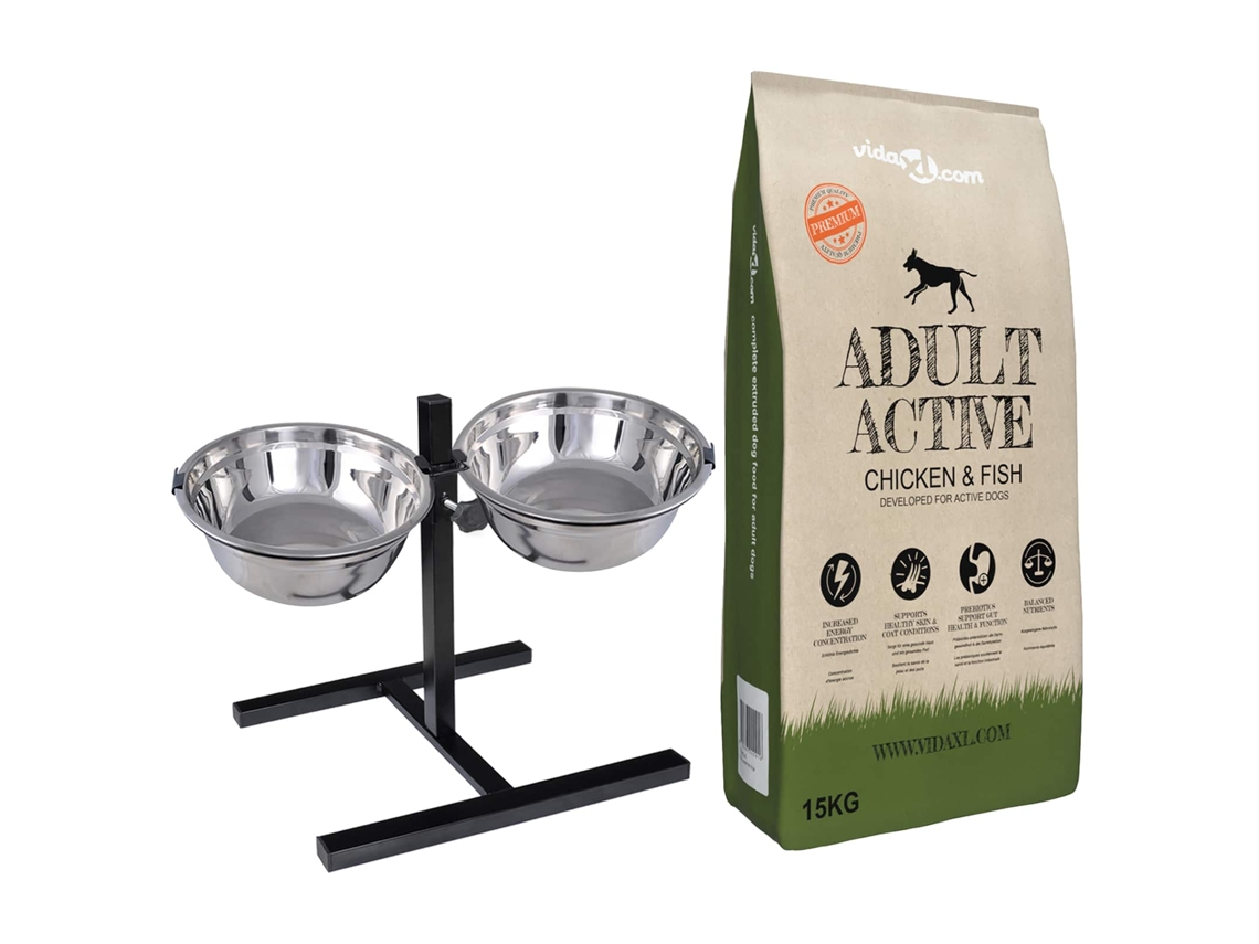 Vidaxl Suporte De Alimentação E Tigela Com Comida Para Cachorro