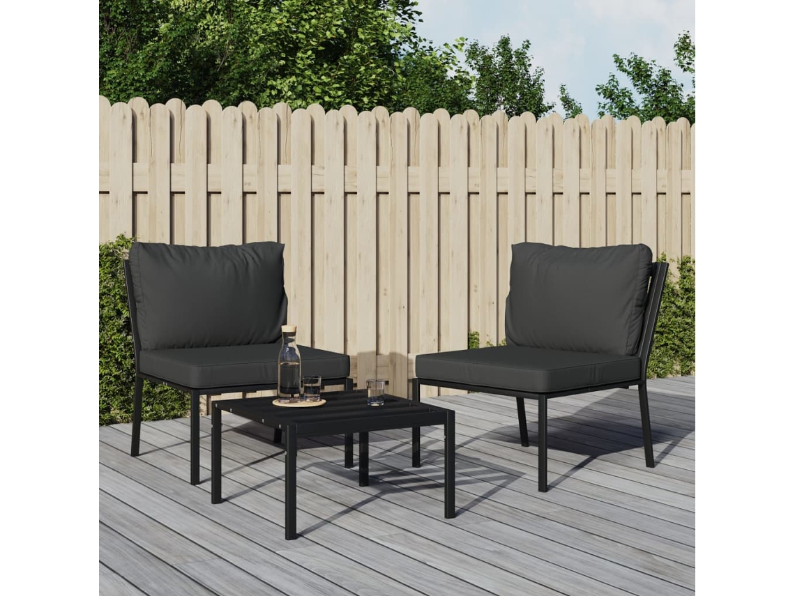 Vidaxl Cadeiras De Jardim C/ Almofadões Cinzentos 2 Pcs 60x74x79cm Aço