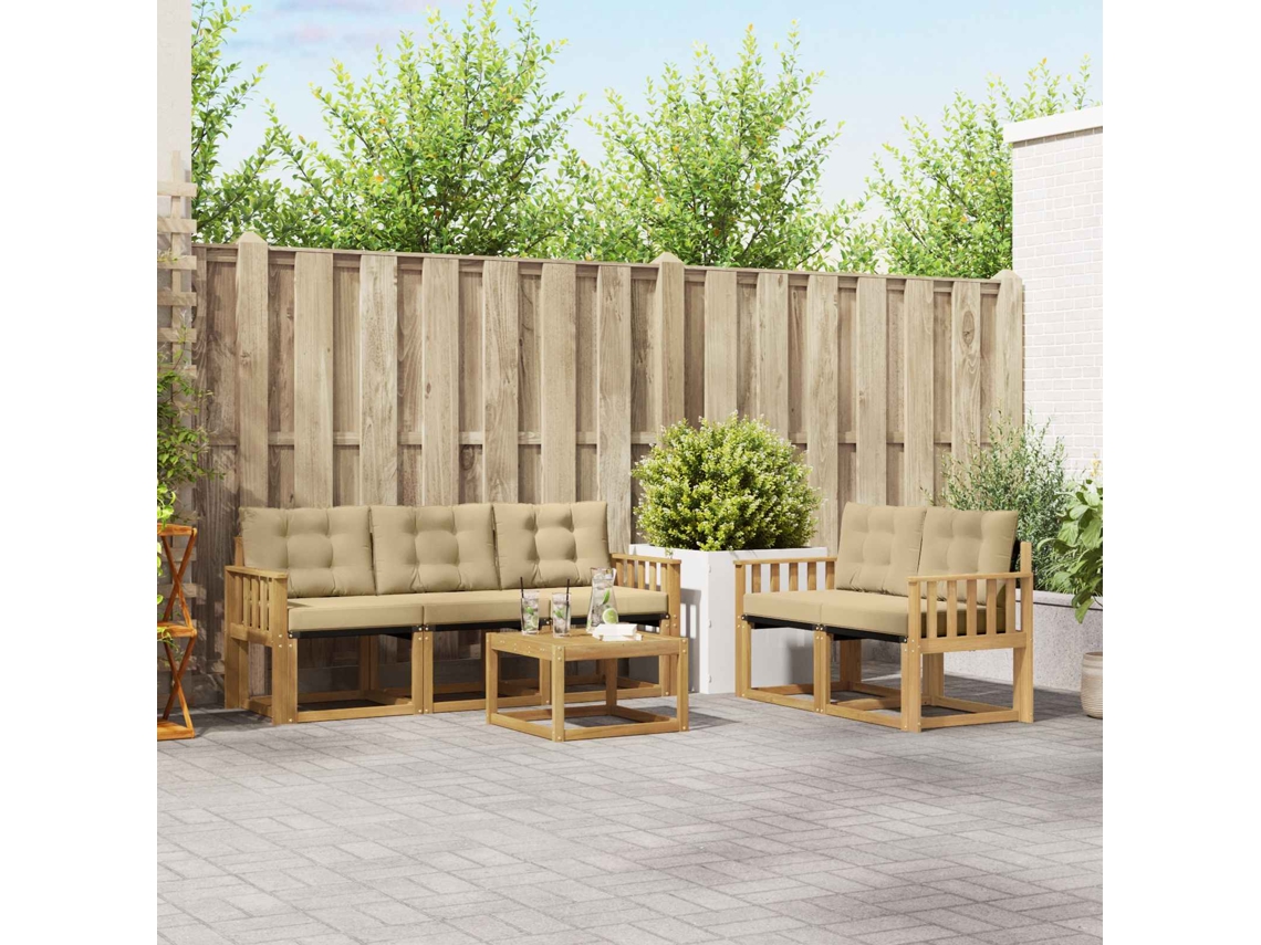 Vidaxl Conjunto De Sofás Para Exterior 6 Pcs Branco E Bege