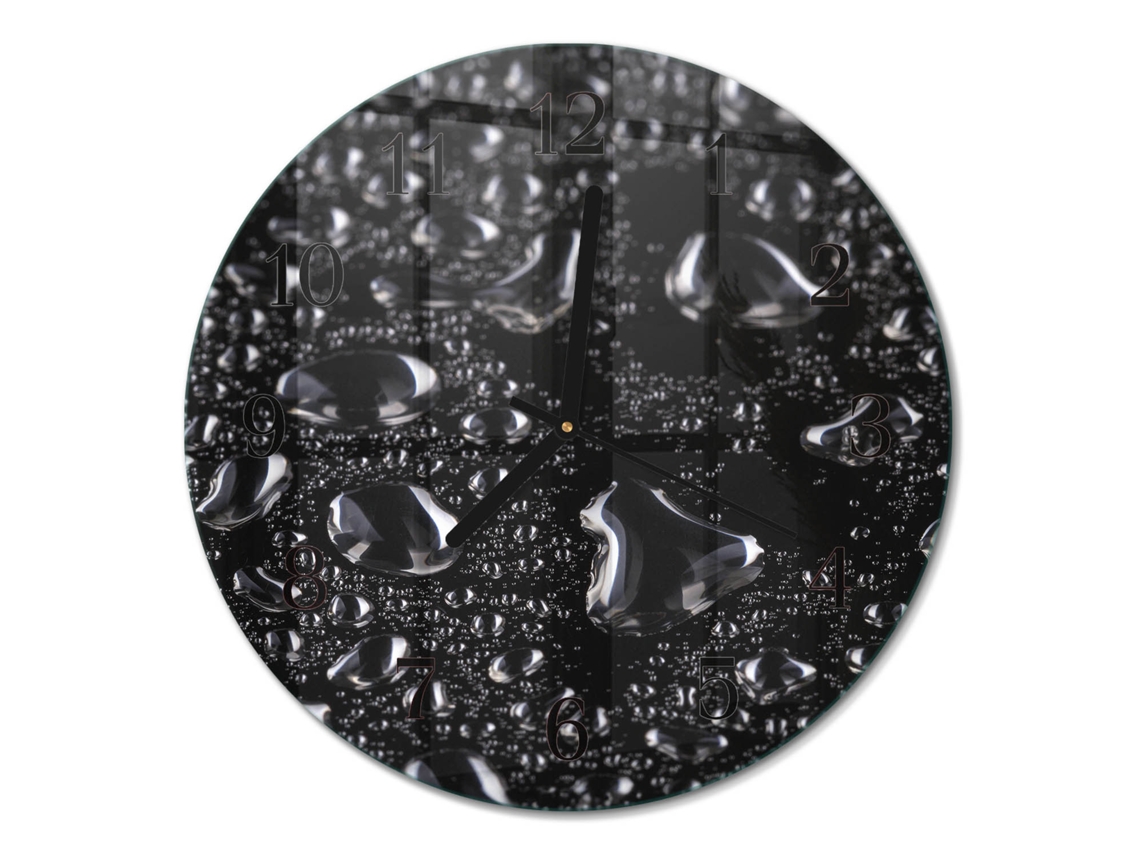 Relógio De Parede De Vidro Gotas Espelharte (30 Cm)
