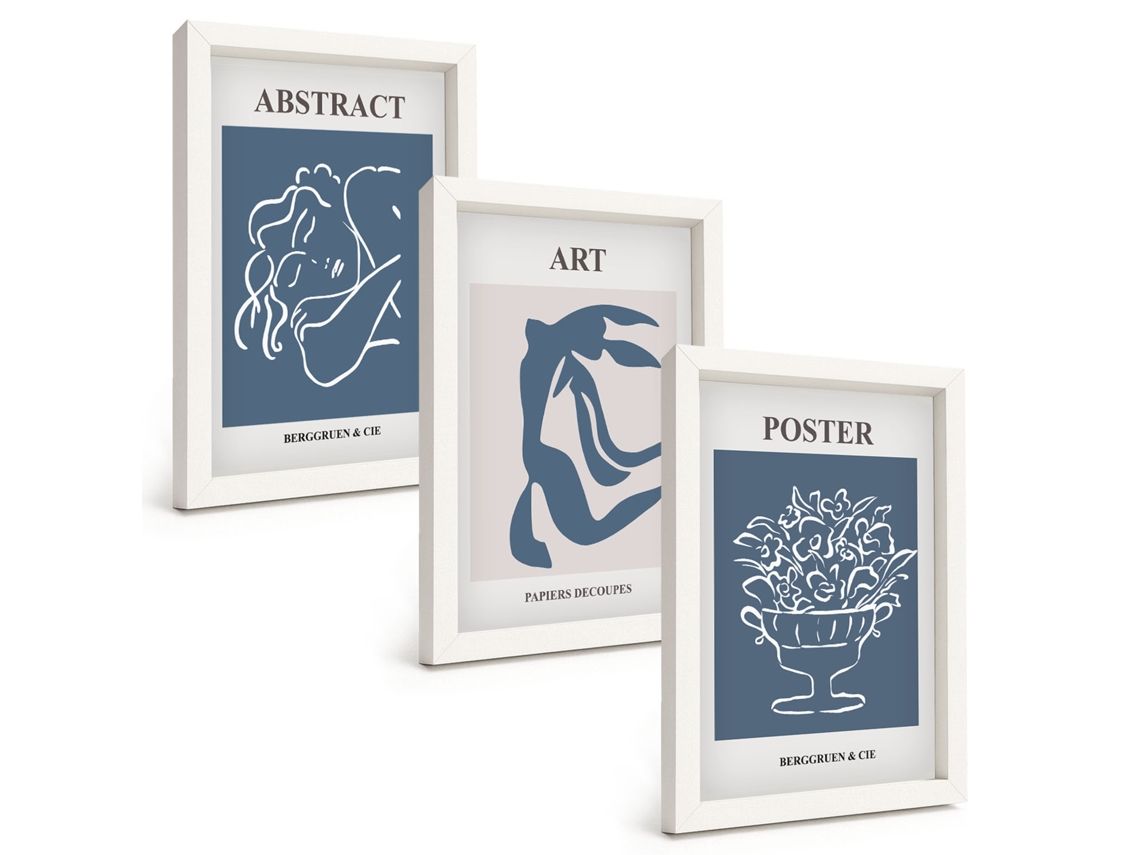 Composição De Quadros Padrões Abstratos Elegantes Ao Estilo Matisse Espelharte (3 Peças 20x30 Cm)