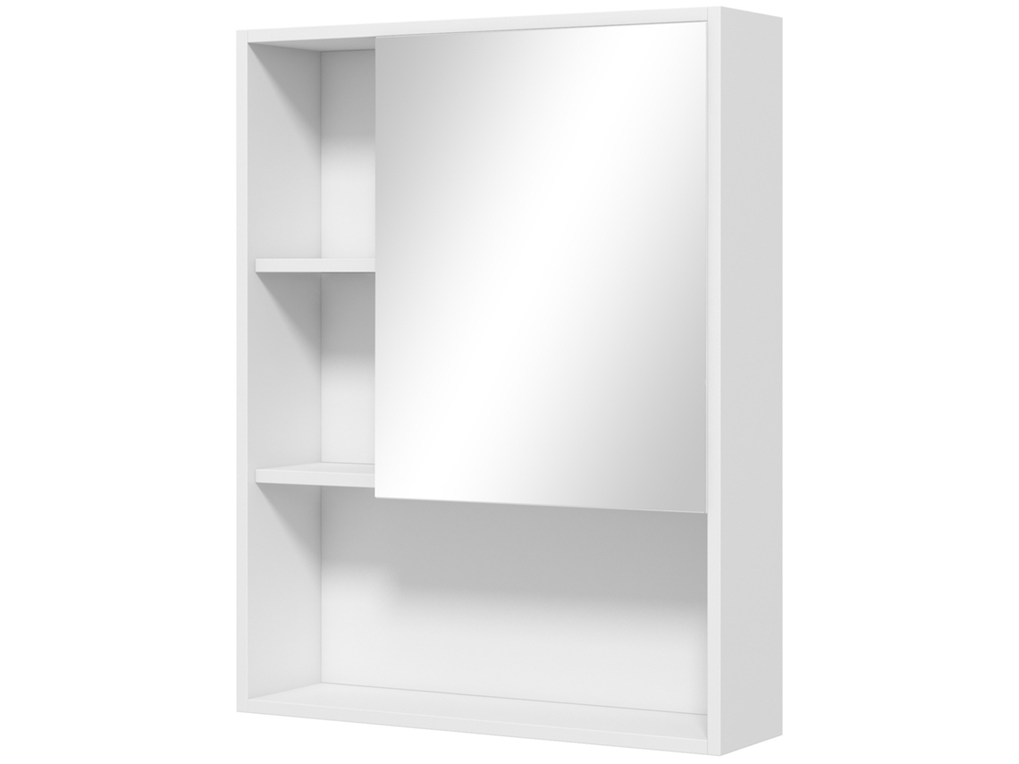 Armário Parede Banheiro 60x15x76cm Com 5 Compartimentos E Prateleira Ajustável, Branco