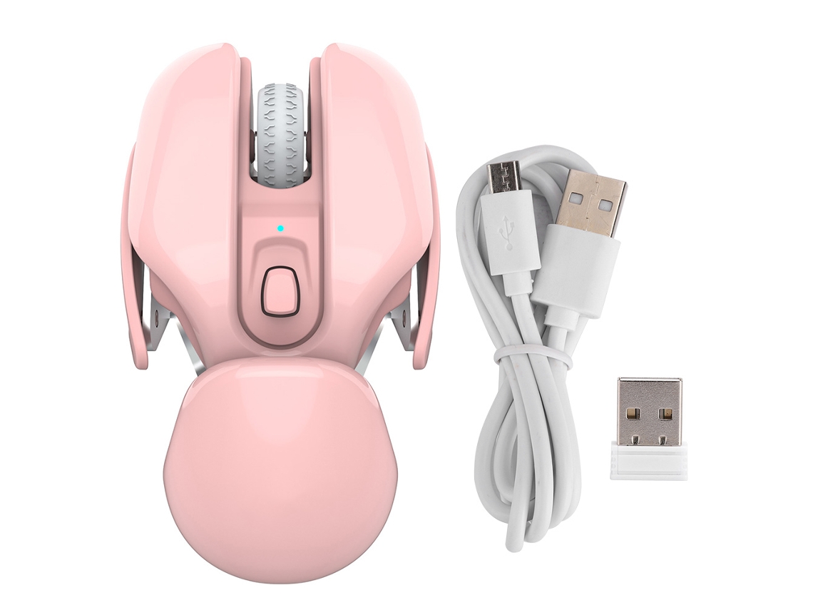 Aetheria mouse Sem Fio Hxsj T37 Recarregável 1600dpi Silencioso 4 Botões Rosa/preto