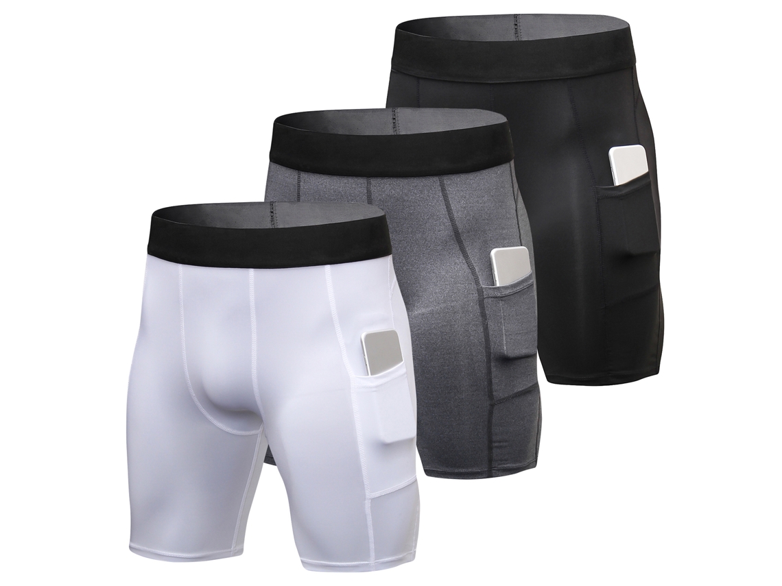 3 bermudas esportivas para homem, com bolso, para treino ativo | S/MARCA