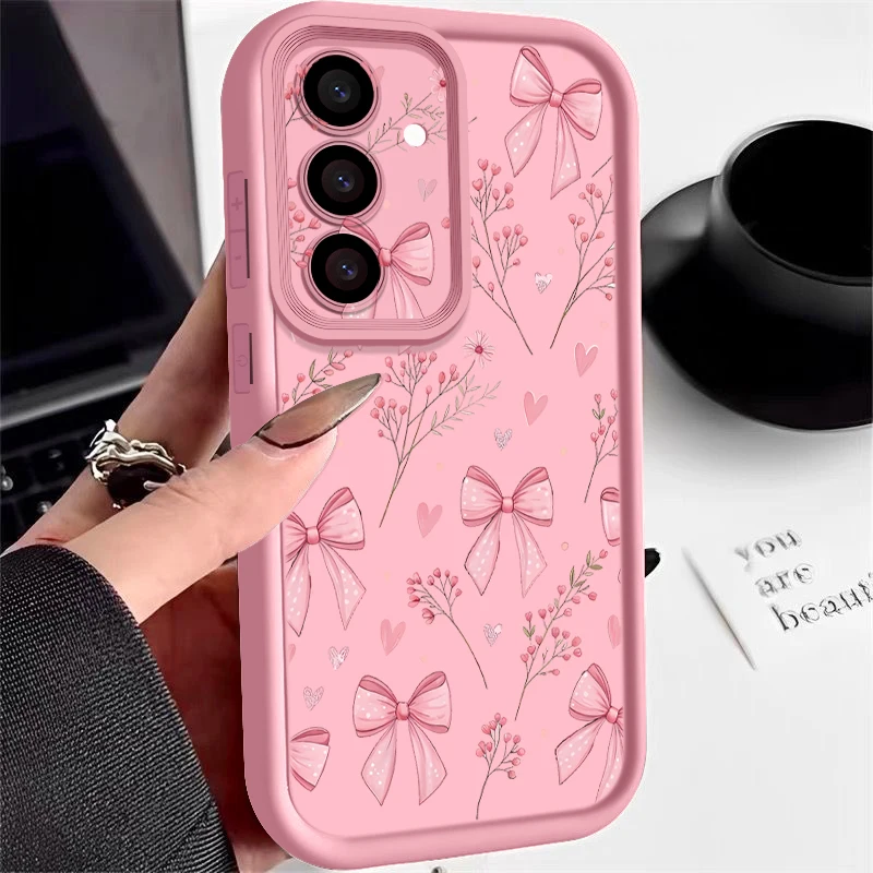 Capa De Celular Macia Com Estampa De Laço Fofo Rosa Para Galaxy A37