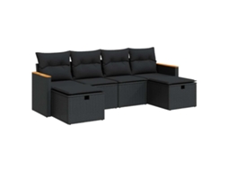 Garden Sofa Set, Garden Sofa Sets Vidaxl Preto Rattan / Vime (n/a)