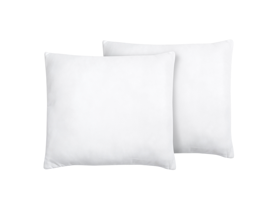 Conjunto De 2 Almofadas Beliani Errigal De Microfibra Branco 80x80x5
