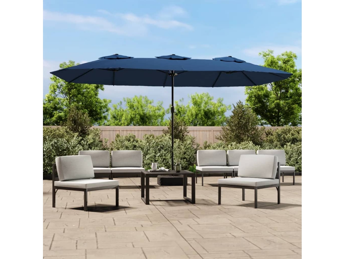 Vidaxl Guarda-sol De Jardim Com Cabeça Dupla 449x265 Cm Azul-ciano