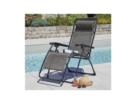 Conjunto de 2 cadeiras reclináveis dobráveis Palavas em aço taupe, Ozalide