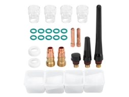 Conjunto De Acessórios Para Soldadura Tig Com 23 Peças: Copo De Vidro, Conector, Pinça De Eléctrodos E Tampa Dianteira Ptfe Para Wp 17 18 26