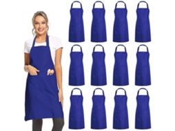 12 Avatares Sem Padrão com 2 Bolsos Azuis Unissex Comerciais para Cozinha Restaurante Churrasco Pintura Artesanal Azul