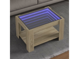 Vidaxl Mesa De Centro C/ Leds 73x53x45 Cm Derivados De Madeira