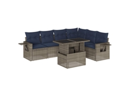 Conjunto de Sofá de Jardim, 7 Peças, Almofadas, Rattan Cinza MAISON EXCLUSIVE