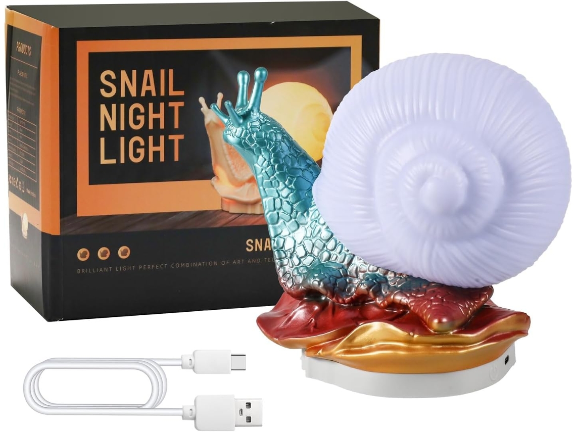 Luminária de mesa LED em formato de caracol, alimentada por USB, Com
