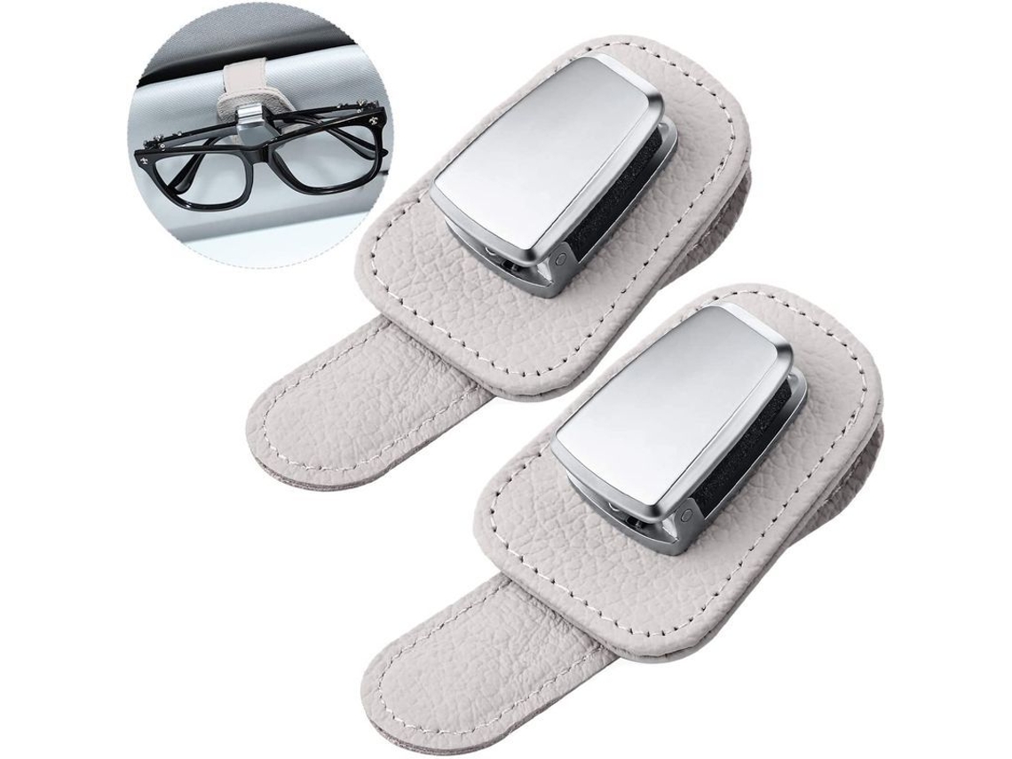2 Pack Aro Universal para Óculos no Visor do Carro (bege)