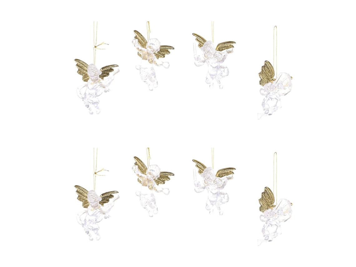 Conjunto de 8 adornos de Natal com anjos transparentes para decoração festiva LAXISCREED