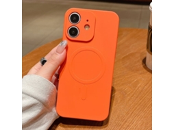 Capa Magsafe Para Iphone 11 - Silicone Líquido Com Cor Sólida | Magnética - Laranja