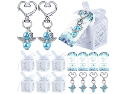 Chaveiro De Anjo Com 24 Peças, Caixa De Presente E Cartão De Agradecimento Para Aniversário Infantil, Festa De Casamento/azul Aquaforge