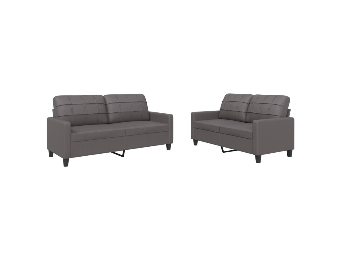 Conjunto de 2 Sofás com Almofadões Couro Artif. Cinzento MAISON EXCLUSIVE