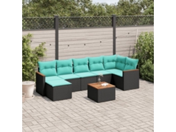 Vidaxl Conjunto De Sofá De Jardim Com 8 Peças E Almofadas Em Rattan Sintético Preto