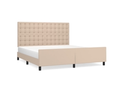 Estrutura de Cama com Cabeceira 160x200 cm em Couro Artificial Cappuccino MAISON EXCLUSIVE