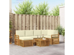 Vidaxl Conjunto De Sofás Para Exterior 7 Unid. Natural E Creme