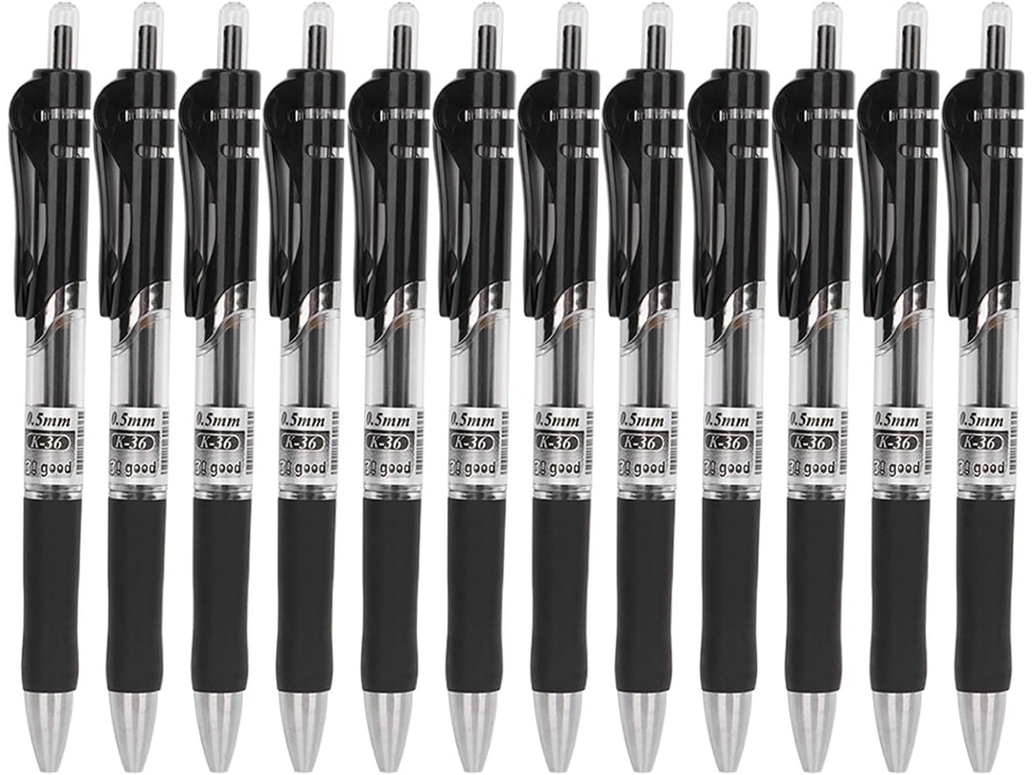 Conjunto De 12 Canetas Em Gel Topincn, Ponta Redonda 0,5 Mm, Com Tinta