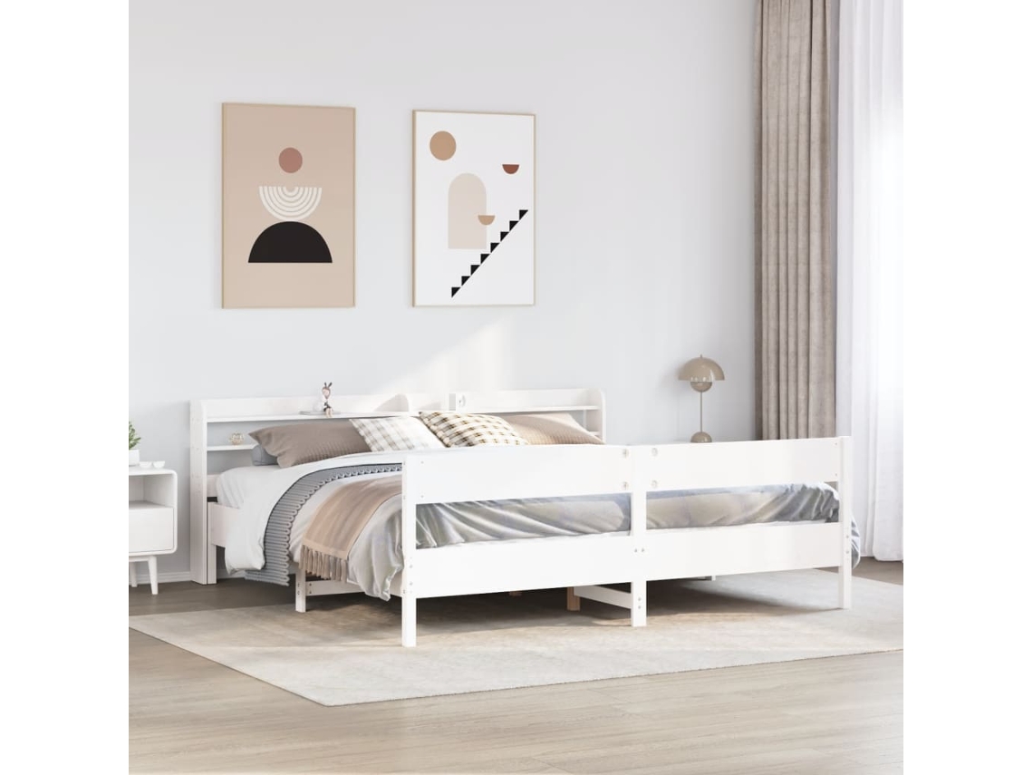 Vidaxl Cama Sem Colchão 180x200 Cm Madeira De Pinho Maciça Branco