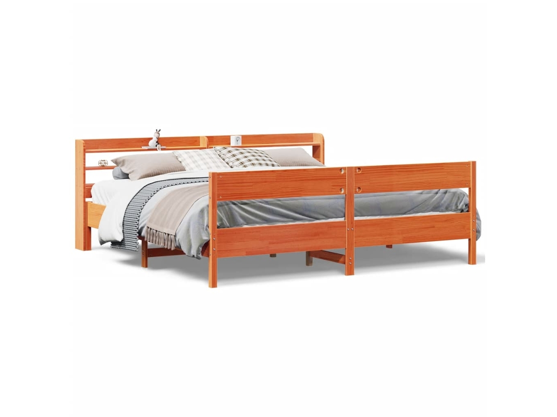 Bed Frame, Bed Frames Vidaxl Marrom Madeira De Pinho (200 X 200 Cm)