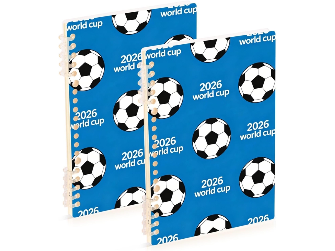 Conjunto de 2 Cadernos Espiral, 21,1 X 14,5 Cm Design Futebol Tamanho A5 Resistentes 60 Folhas Ideais para V