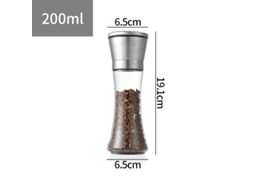 Moedor Manual de Sal e Pimenta em Aço Inoxidável Agitador para Cozinha-200Ml com Tampa de Aço Inoxidável LUUCOZK